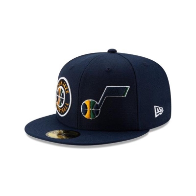 Blue Utah Jazz Hat - New Era NBA Double Hit 59FIFTY Fitted Caps USA4067915